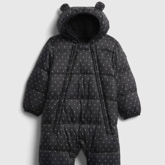 Gap Baby 100% Recycled Polyester ColdControl Max Puffer OnePiece - True Black - Picture 1 of 6